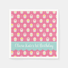 Rosa Girl Blommönster 1:a födelsedagen