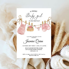 Rosa Girl Bohemian Clothes Baby Shower Inbjudningar