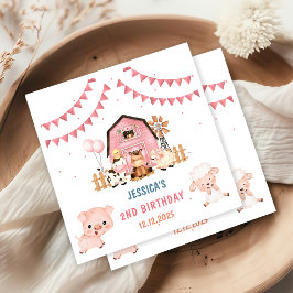 Rosa Girl Boskap Födelsedagsfest Pappersservett