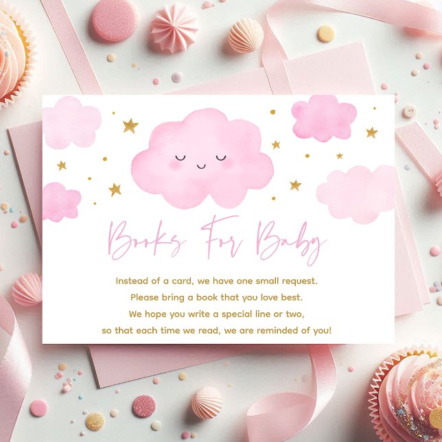 Rosa Girl Cloud Stars Baby Sprinkle Bok Request Tilläggskort (Skapare uppladdad)