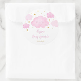 Rosa Girl Cloud Stars Baby Sprinkle Runt Klistermärke