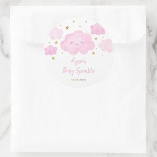 Rosa Girl Cloud Stars Baby Sprinkle Runt Klistermärke