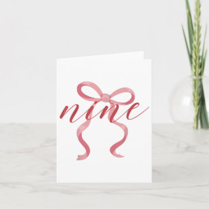Rosa Girl Coquette Bow 9 Year Old 9th Birday Par Kort