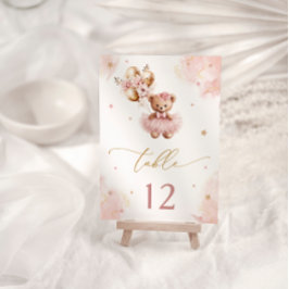 Rosa Girl Cute Nalle Baby Shower