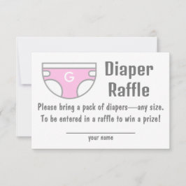 Rosa Girl Diaper Raffle Baby Shower-kuvert Inbjudningar