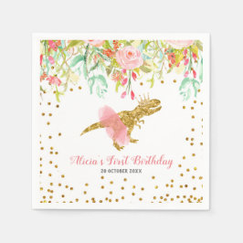 Rosa Girl Dinosaur Pappersservett