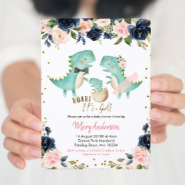 Rosa Girl Dinosaur par Shower Inbjudningar
