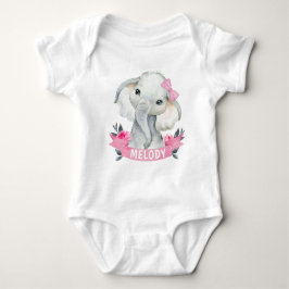 Rosa Girl Elephant med eget namn Bodydräkt Ro T Shirt
