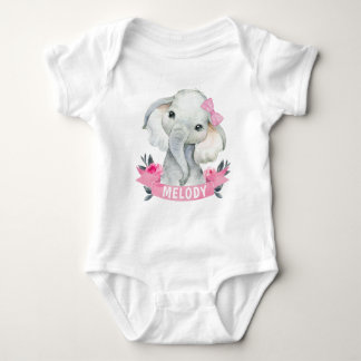 Rosa Girl Elephant med eget namn Bodydräkt Ro T Shirt