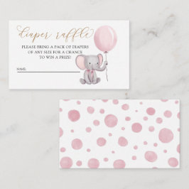 Rosa Girl Elephant with Balloon Diaper Raffle Tilläggskort