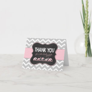 Rosa Girl Elephants Baby dusch tackkort