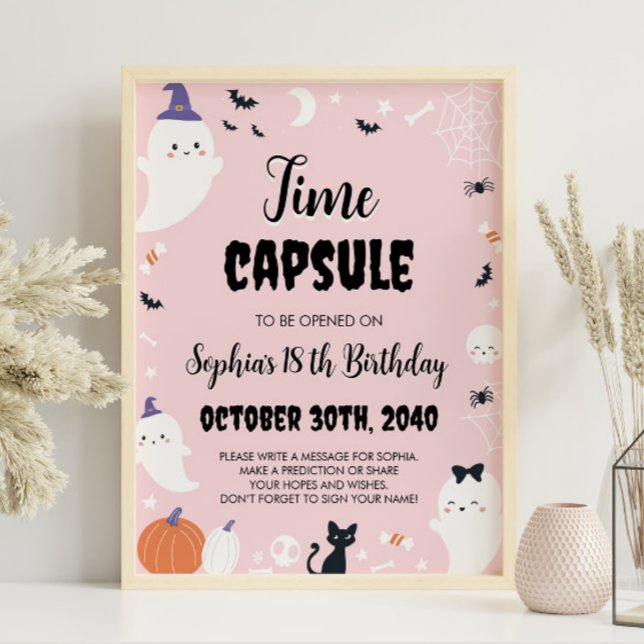 Rosa Girl Ghost Birthday Time Capsule-tecken Poster (Skapare uppladdad)