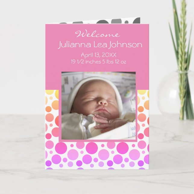 Rosa Girl Girl Baby Arrival Announcement Helgkort (Framsida)