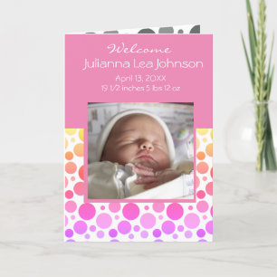 Rosa Girl Girl Baby Arrival Announcement Helgkort