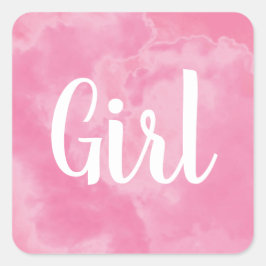 Rosa Girl Girl Baby Gender Reveal Smoke Bomb Party Fyrkantigt Klistermärke