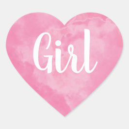 Rosa Girl Girl Baby Gender Reveal Smoke Bomb Party Hjärtformat Klistermärke