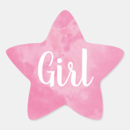 Rosa Girl Girl Baby Gender Reveal Smoke Bomb Party Stjärnformat Klistermärke