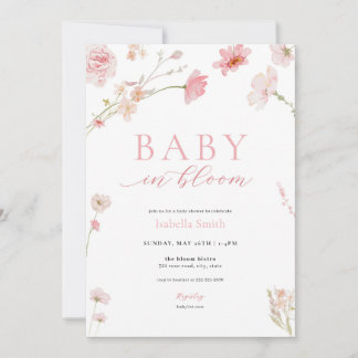 Rosa Girl Girl Baby i bloom Baby Shower-inbjudan Inbjudningar