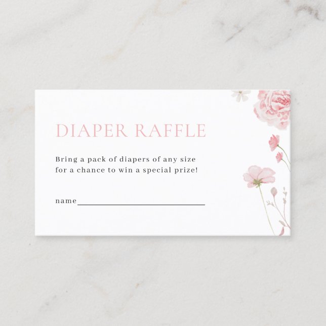 Rosa Girl Girl Baby in Bloom Diaper Raffle Card Visitkort (Framsida)