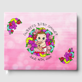 Rosa Girl Girl Baby Shower Caucasian Baby Whimsica Gästböcker