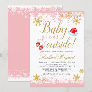 Rosa Girl Girl Baby sitt Kall utanför babyskabusen Inbjudningar