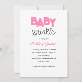Rosa Girl Girl Baby Sprinkle-inbjudan Inbjudningar