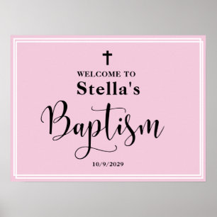 Rosa Girl Girl Baptism Välkommen Poster