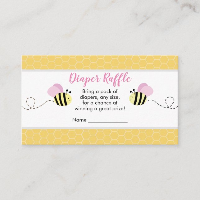 Rosa Girl Girl Humla Diaper Raffle Cards Tilläggskort (Framsida)