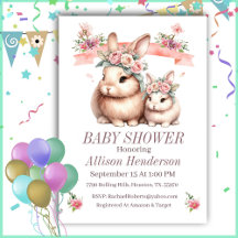 Rosa Girl Girl Mamma and Baby Bunny Baby Shower
