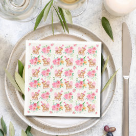 Rosa Girl Girl Nalle Ice Cream with Peonies Pappersservett