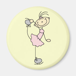 Rosa Girl Girl Stick figur Ice Skater Magnet