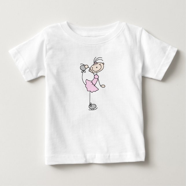 Rosa Girl Girl Stick figur Ice Skater T Shirt (Framsida)