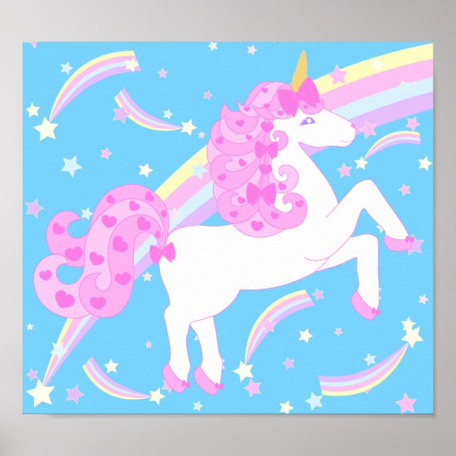 Rosa Girl Girl Unicorn Poster (Framsidan)
