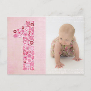 Rosa Girl Girl's 1st Birthday Tack Photo Postcard Vykort