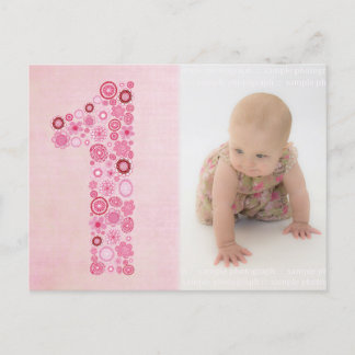 Rosa Girl Girl's 1st Birthday Tack Photo Postcard Vykort