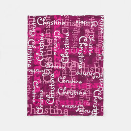 Rosa Girl Girl's Allover Namn Collage Personlig Fleecefilt