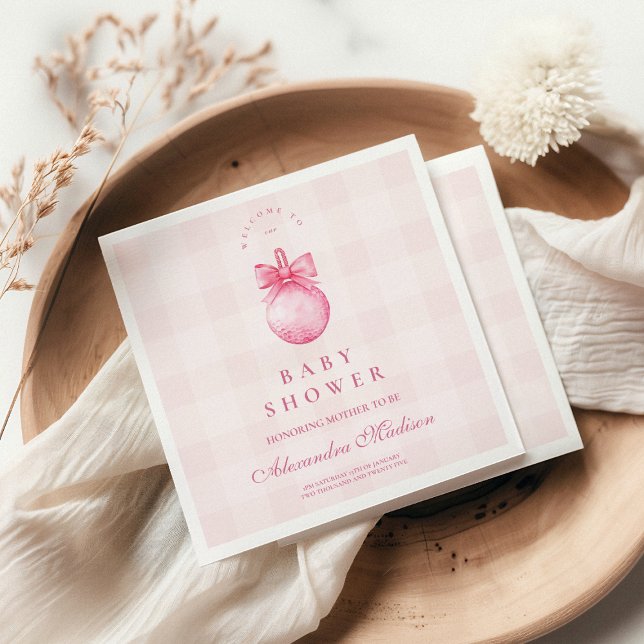 Rosa Girl Golf Baby Shower Pappersservett (Skapare uppladdad)