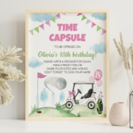 Rosa Girl Golf Birthday Time Capsule-tecken Poster