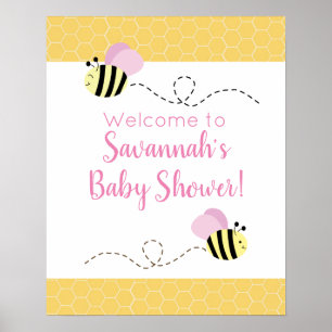 Rosa Girl Humla Baby Shower-skylt Poster