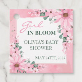  Rosa Girl in bloom Baby Shower Gåvor Etiketter