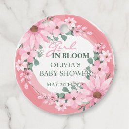  Rosa Girl in bloom Baby Shower Gåvor Etiketter