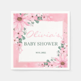  Rosa Girl in bloom Baby Shower Pappersservett