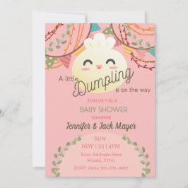 Rosa Girl Little Dumpling Baby Shower Inbjudningar
