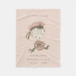 Rosa Girl Little Sailor Nautical Birth Stat Fleecefilt