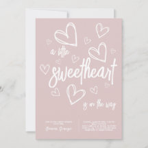 Rosa Girl Modern Heart Baby Shower