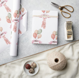 Rosa Girl Mönster Födelsedagsfest Ballerina Presentpapper