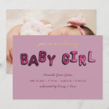 Rosa Girl Mylar Balloon Baby Announcement