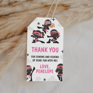 Rosa Girl Ninja Warrior Karate Birthday Favor Presentetikett