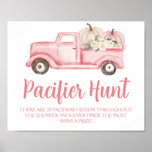 Rosa Girl Pumpkin Nappar Hunt Baby Shower Game Poster