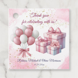 Rosa Girl Rainbow Star Birthday Gåvor Etiketter